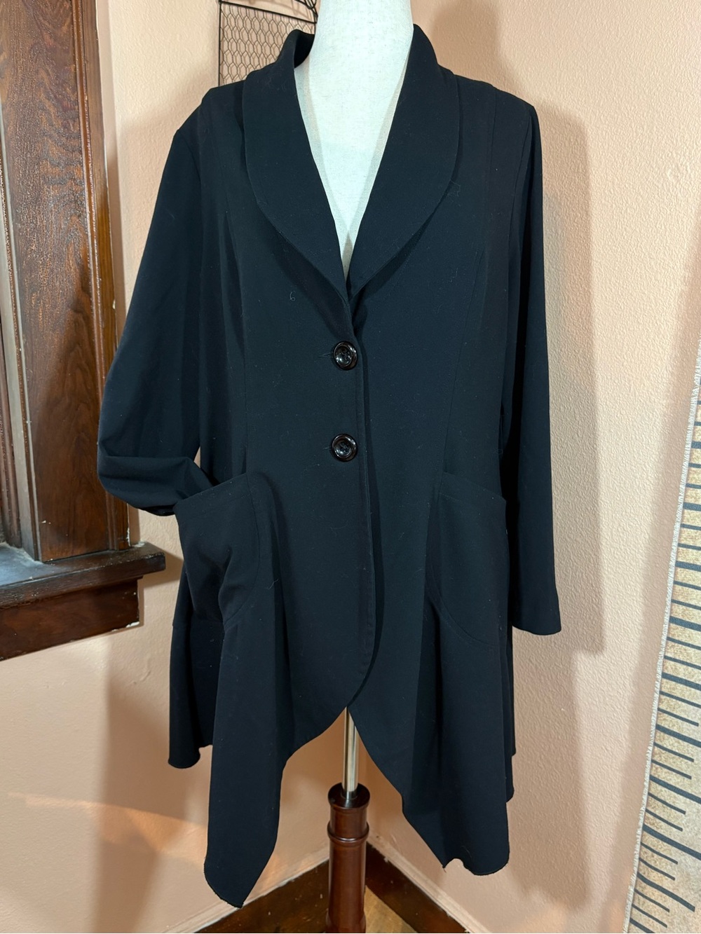 Vivian Wong Draped Swing Blazer Style Lightweight Coat Pockets Stylish 18/2X
